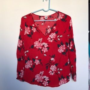 Red Floral Blouse